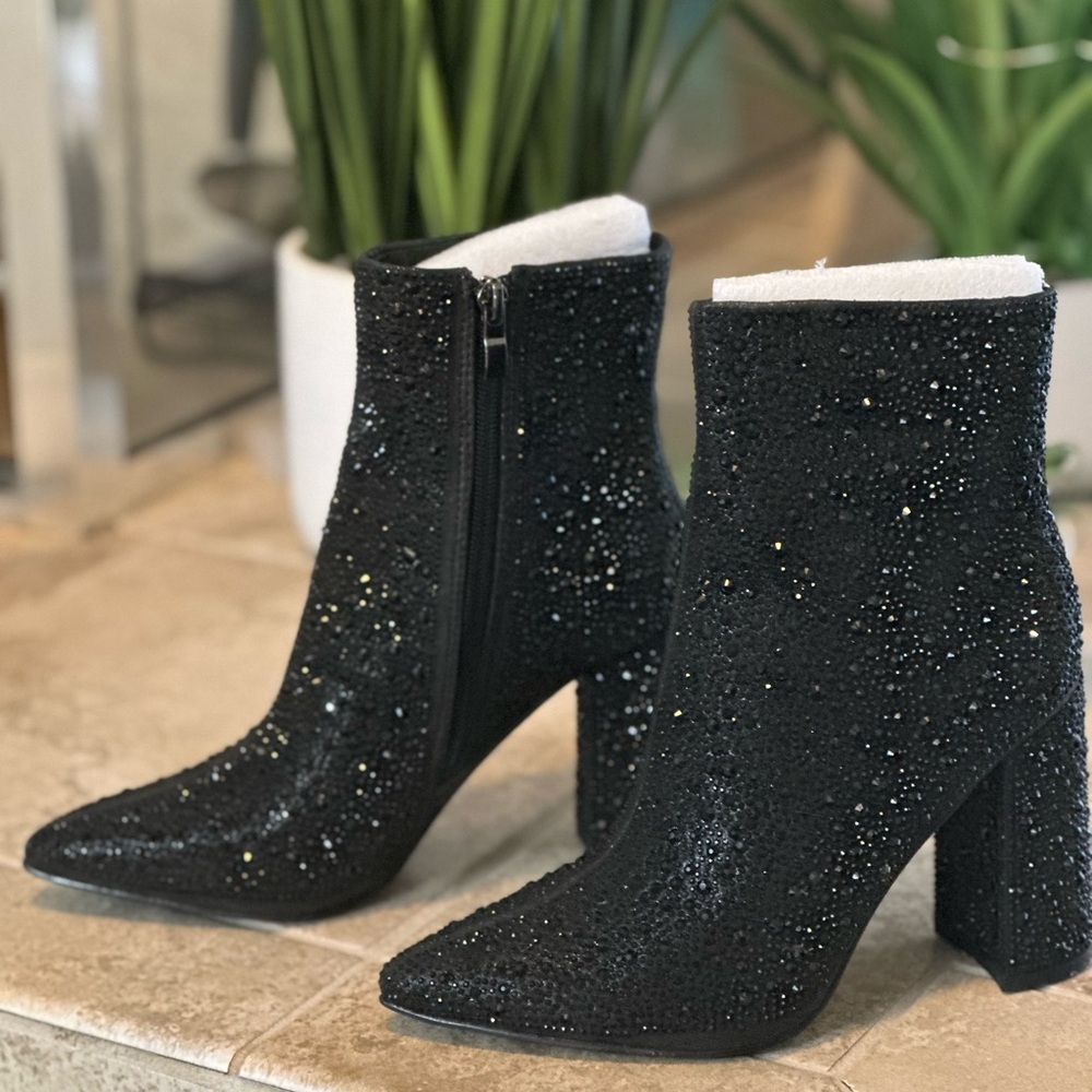 Lauren Lorraine Sparkling Black Heeled Boots